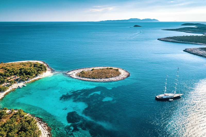 Aerial,View,Of,Paklinski,Islands,In,Hvar,,Croatia.,Turquise,Water